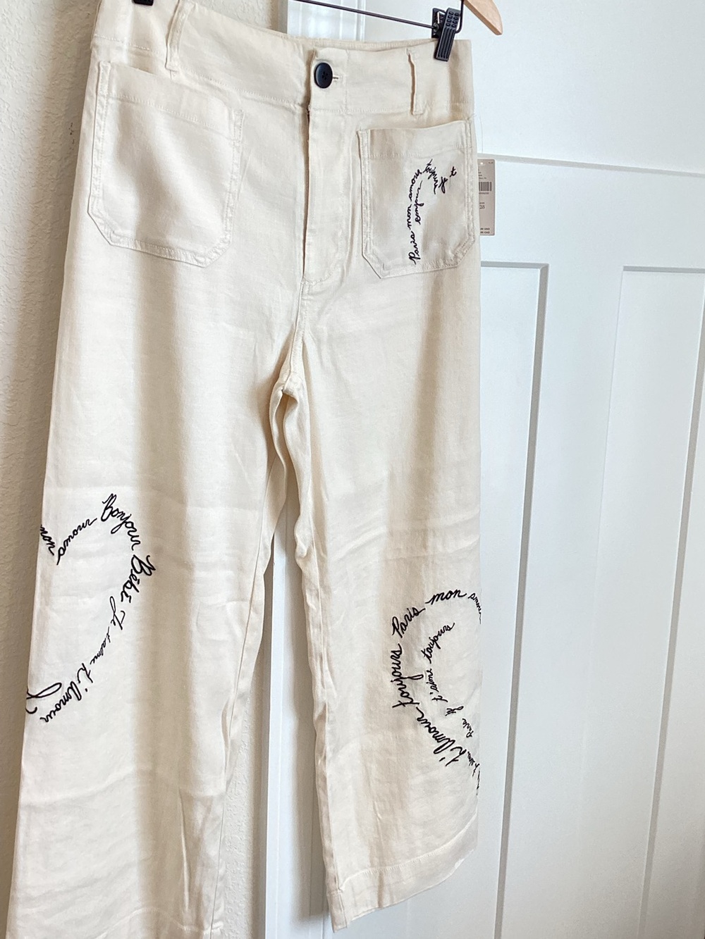 🇫🇷Anthropologie Colette Pants Maeve Linen Cropped Wide-Leg Pants New 28 France - Picture 7 of 15